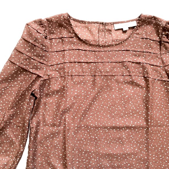 LOFT Tops - LOFT sheer brown puff sleeve top w/button back